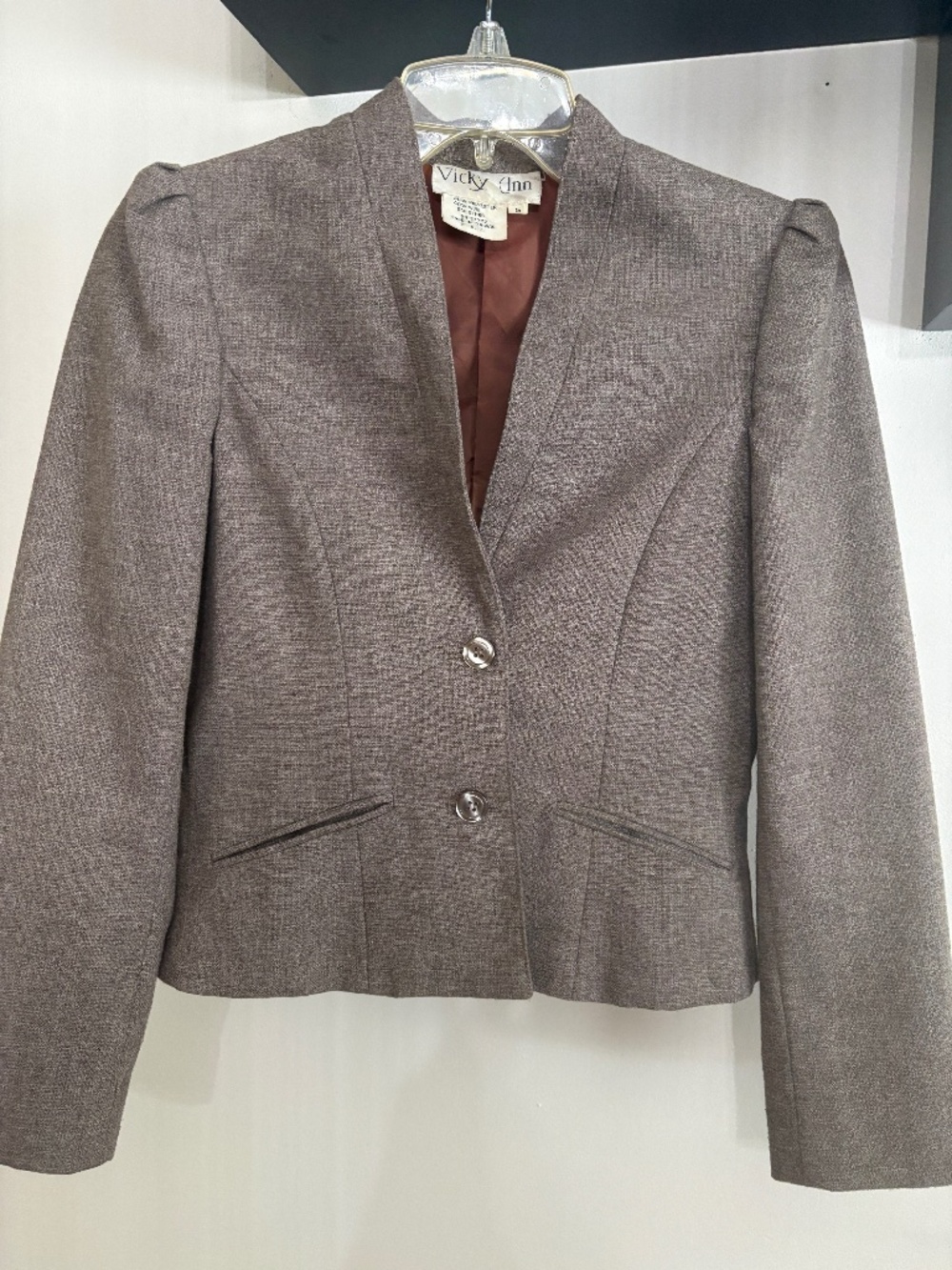 Vintage 1980s VICKY ANN Polyester and Wool Short Cropped Blazer - Size 5